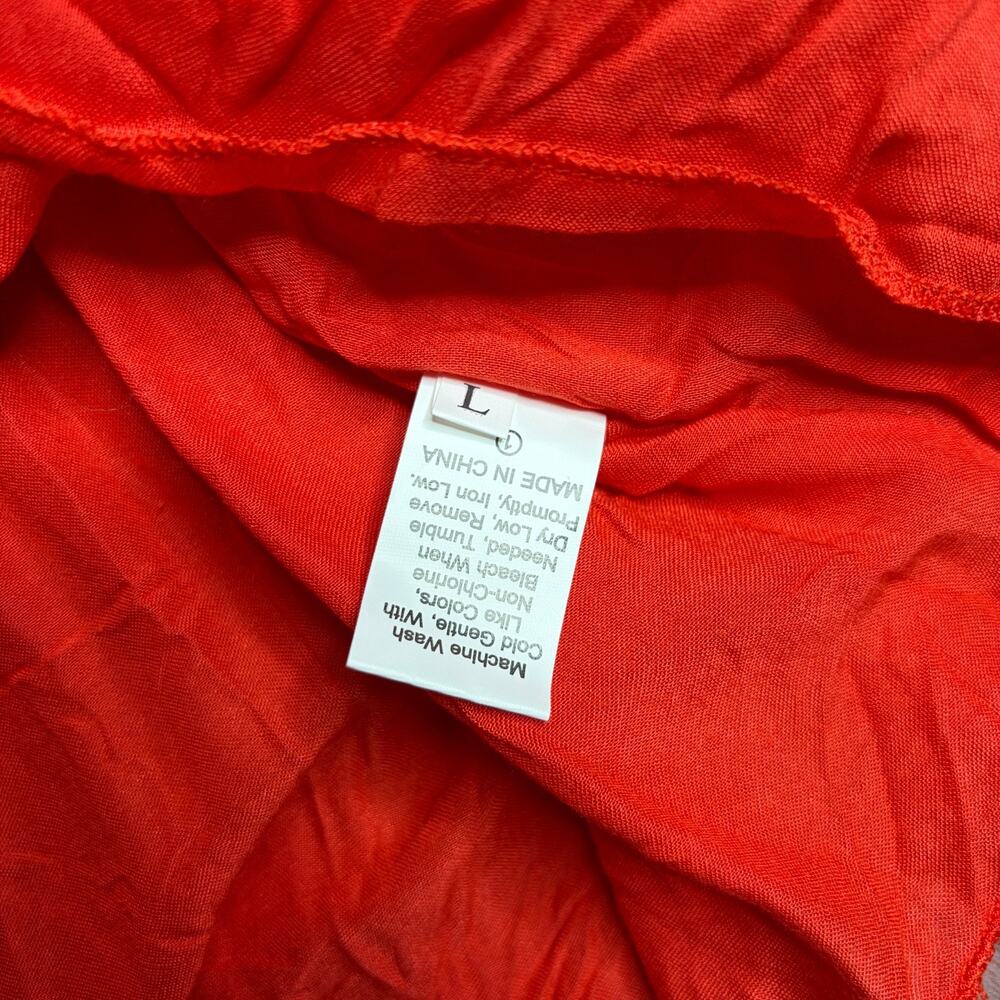 Red Floral Tie Front Sundress size L Boho Tiered Mini Spaghetti Strap Summer - Picture 4 of 5